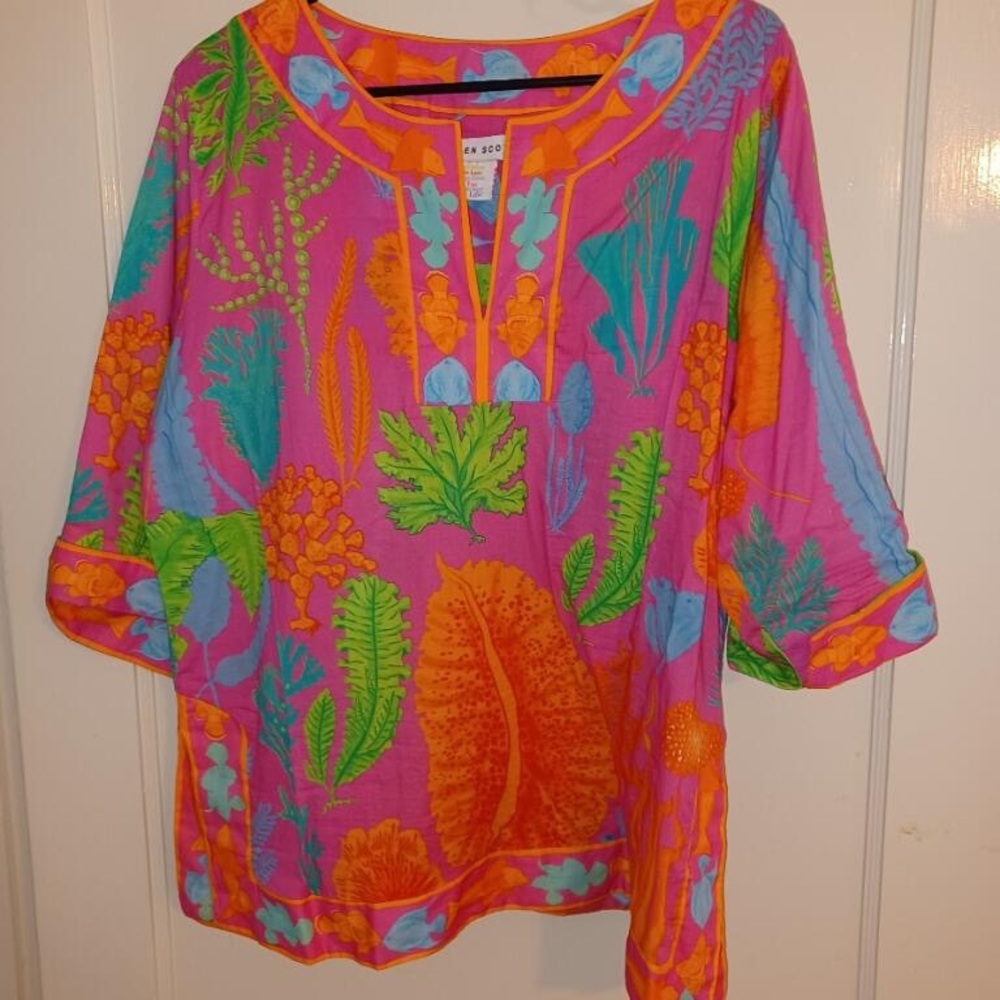 Gretchen Scott Sea Sway Cotton Tunic BNWOT XL